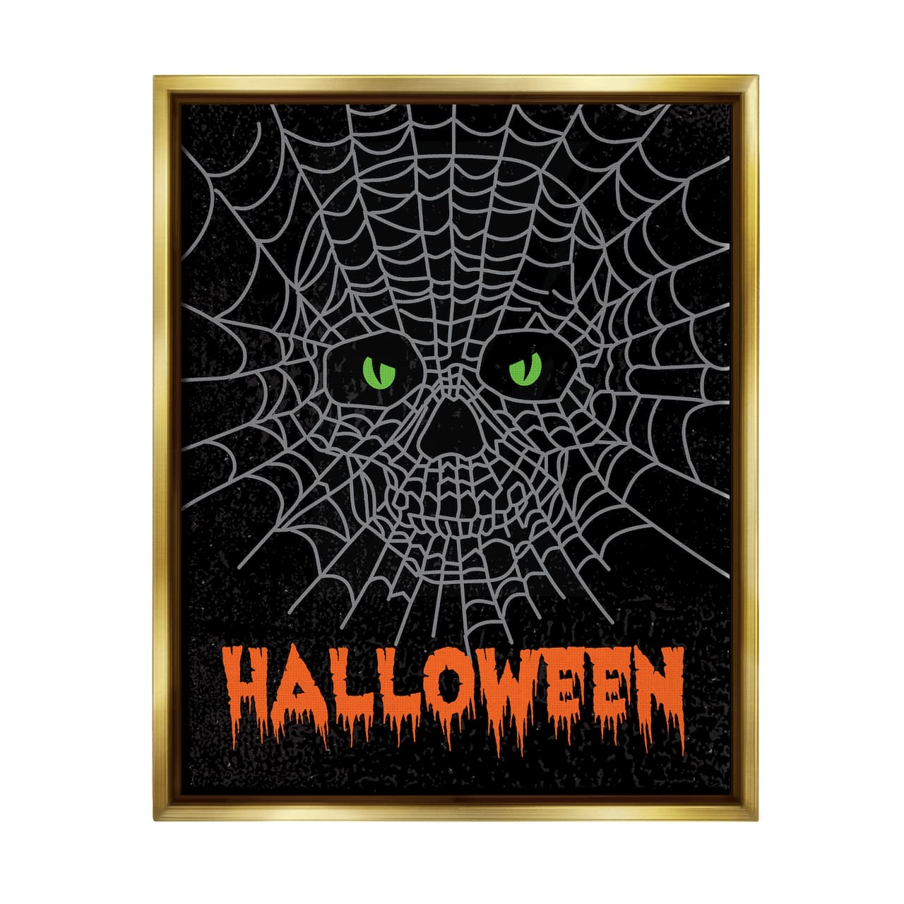 Stupell Industries Spooky Halloween Spider Web Skull Framed Floater Canvas Wall Art